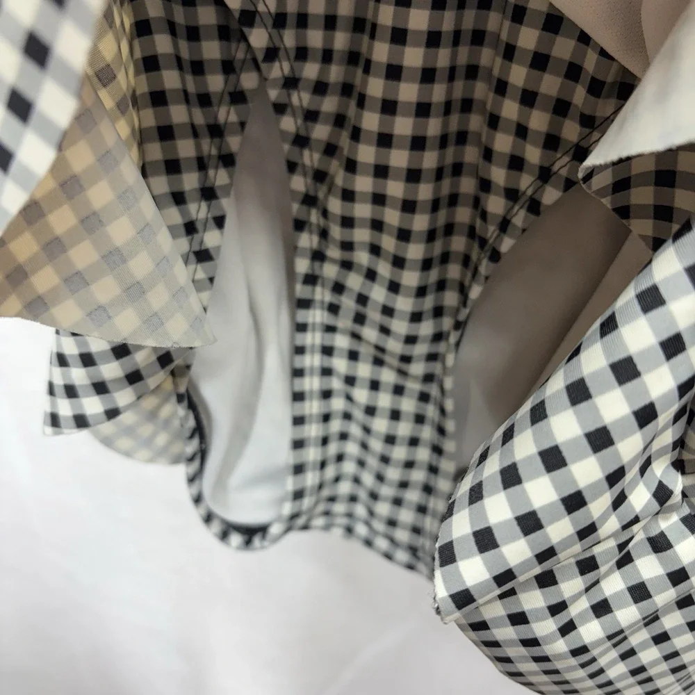Allen B‎ Schwartz Women's One Piece Swimsuit Swim Dress Black White Gingham sz 6